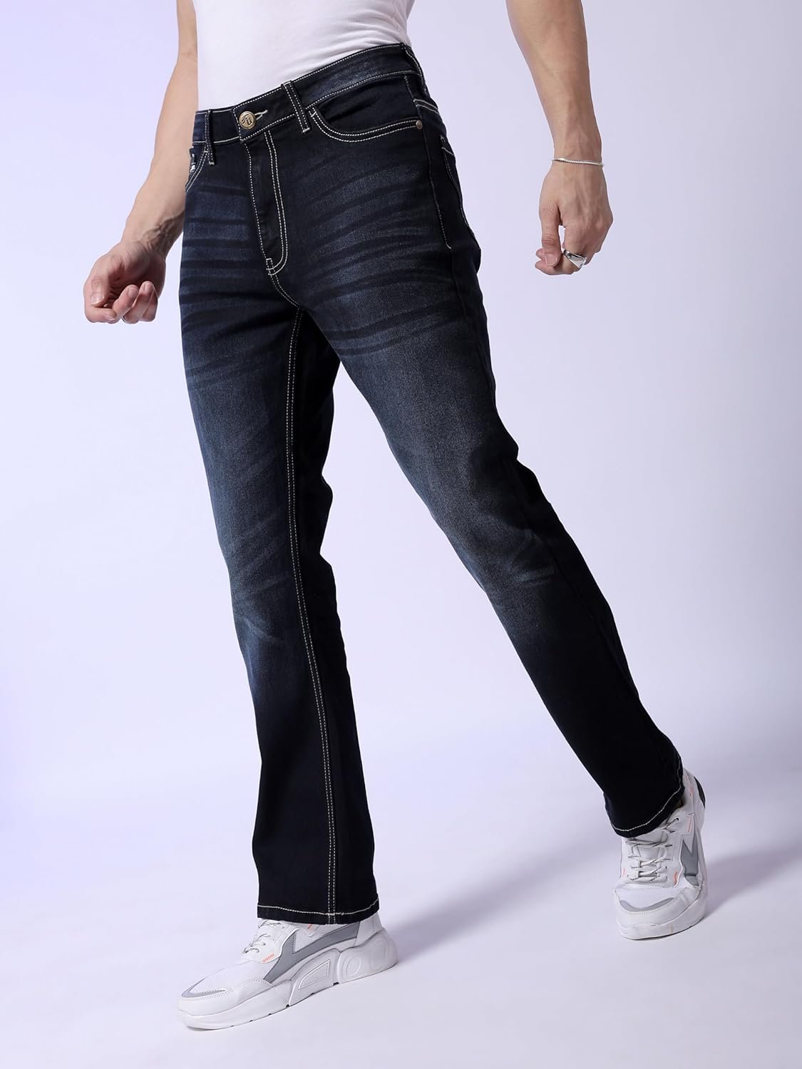 The Indian Garage Co Men Mid Rise Bootcut Solid Mid-Rise Stretchable Jeans - Image 2
