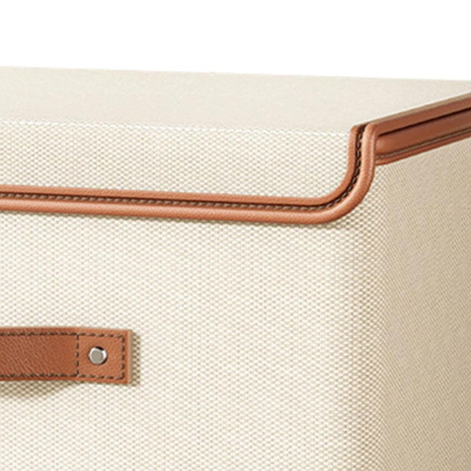 Foldable Storage Box with Lid – Off-White Oxford Polyester Fabric Organizer (37W x 26H x 27B cm) for Clothes, Sarees, Blankets, Toys & Home Storage (Pack Of 1) - Image 5