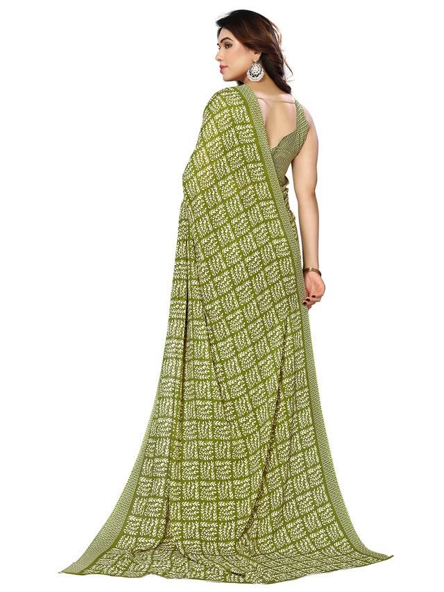 SIRIL Women's Printed Georgette (Ranial) Saree With Unstitched Blouse - Image 2