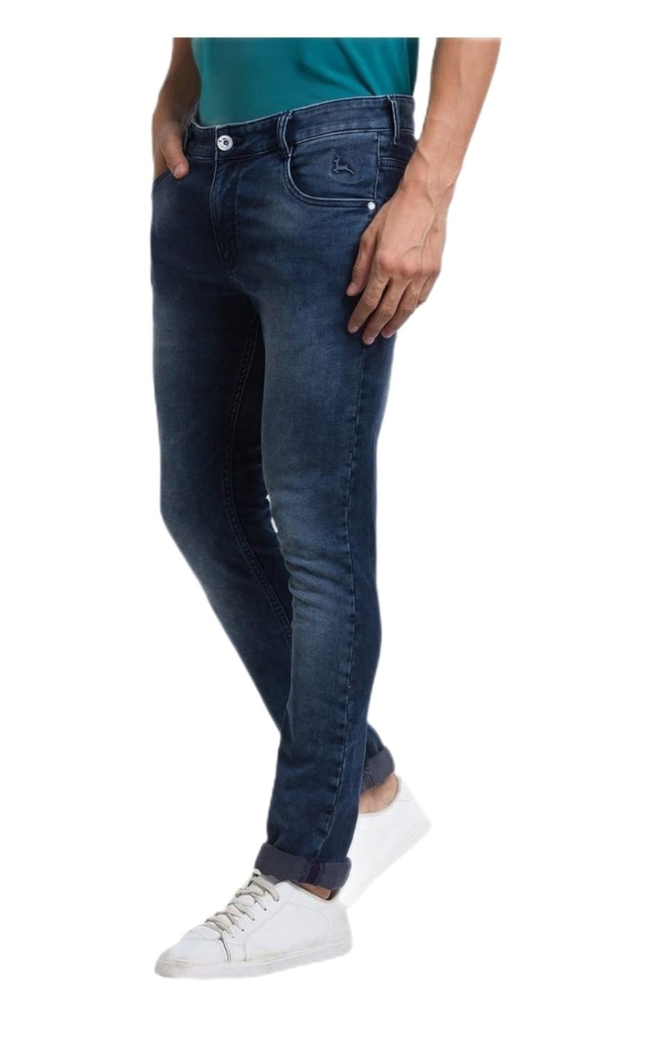 Parx Men's Fitted Cotton Jeans (XCYA01624B7_Blue) - Image 4