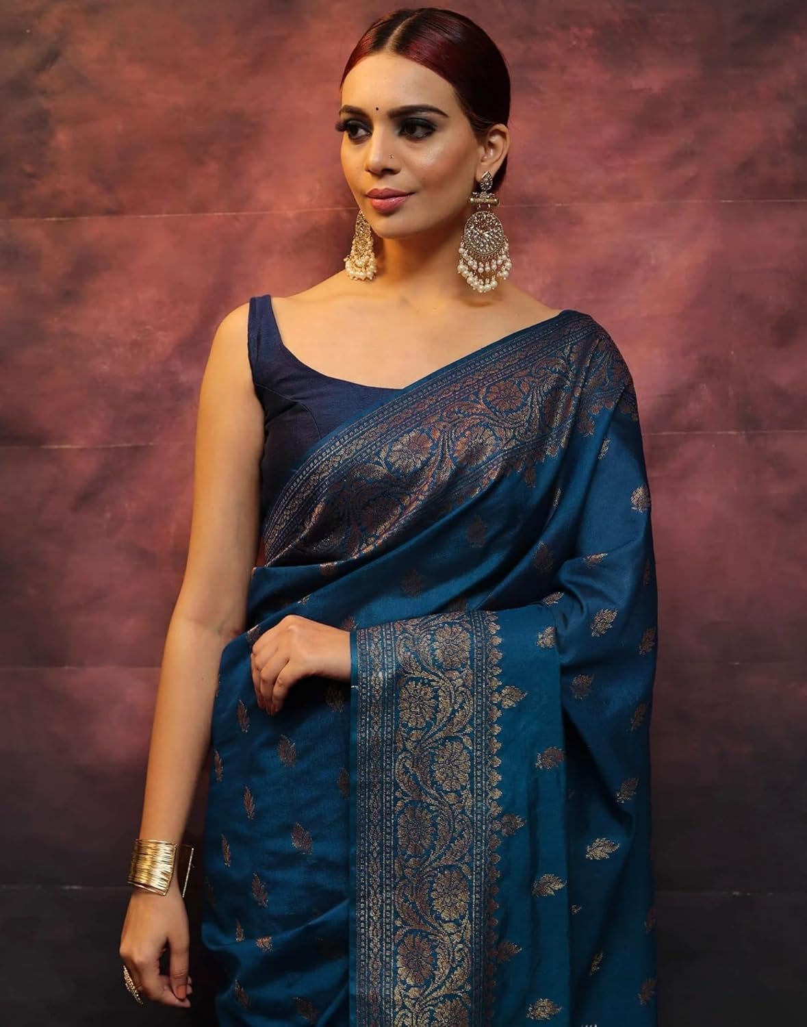 SIRIL Women's Kanjivaram Silk Saree Pure Silk with Blouse - Image 4