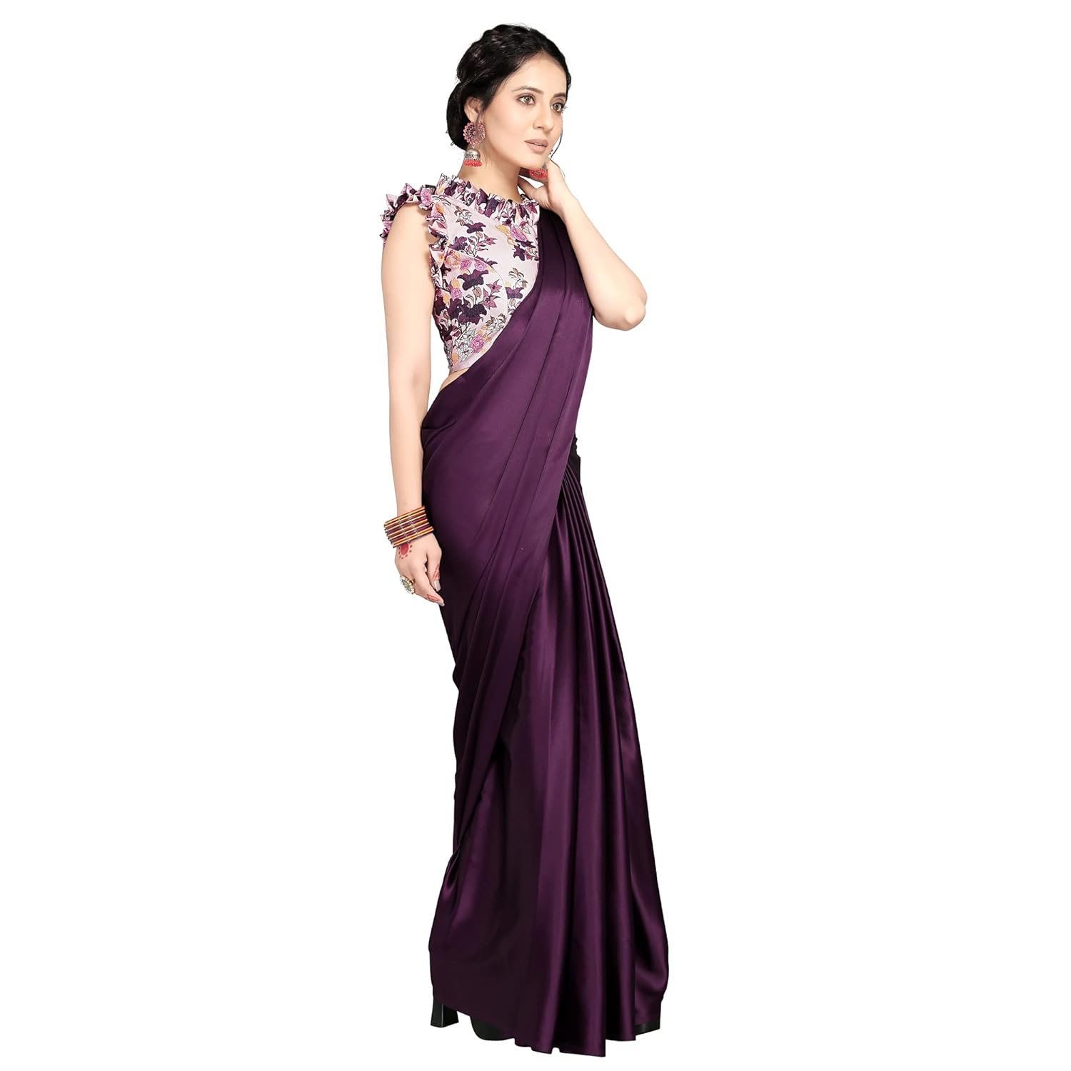 Dhyan Women's Banarasi Satin Silk Saree With Blouse Piece - Image 3