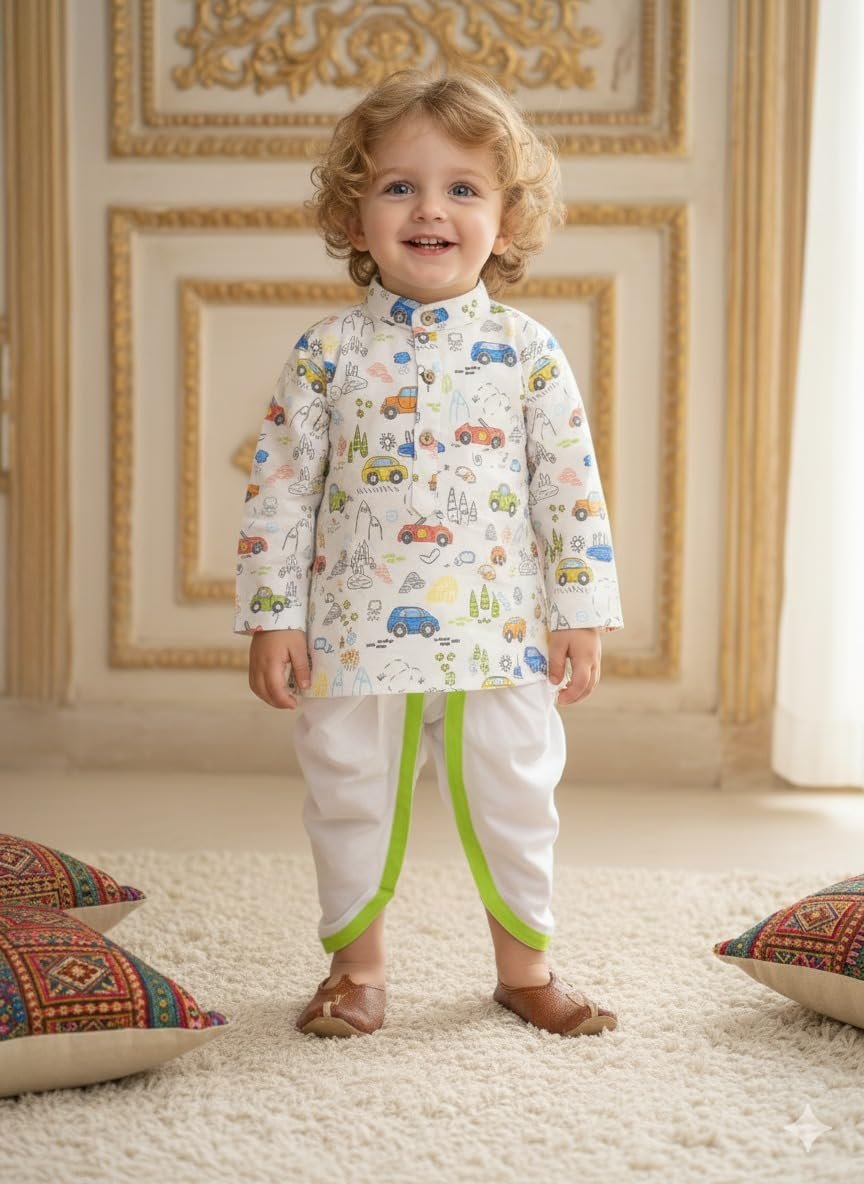 A.T.U.N. (ALL THINGS UBER NICE) Car Print Kurta & Dhoti Set - Image 2