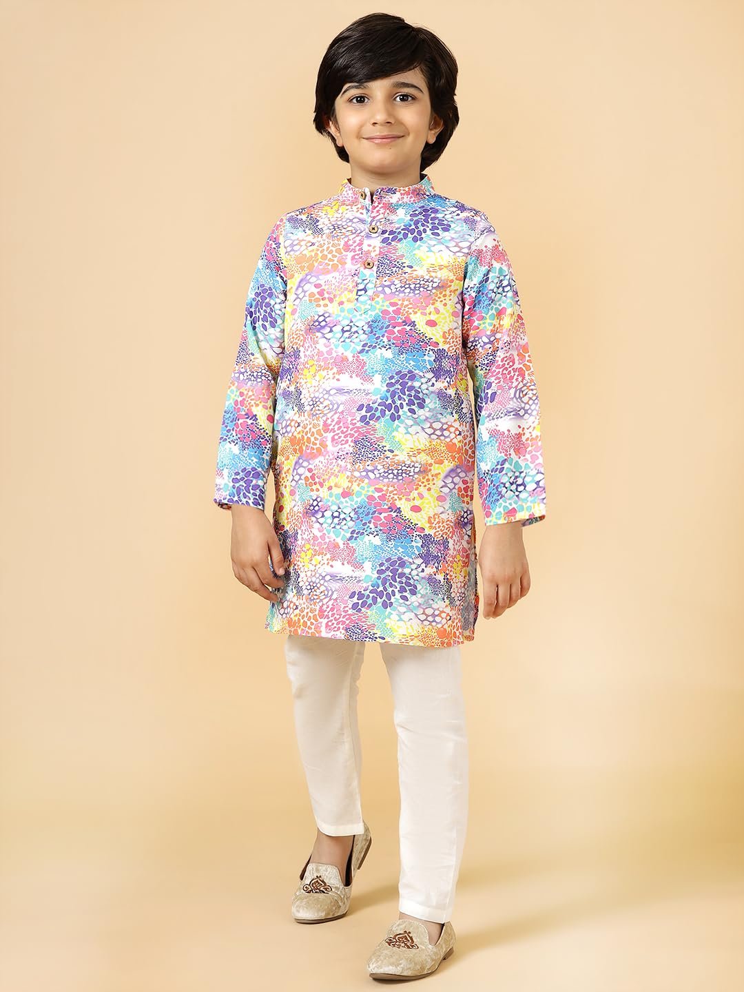A.T.U.N. (ALL THINGS UBER NICE) Multicolor Leopard Print Boys Kurta & Pyjama Set - Image 2