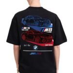 JHAJEE Clothing Unisex Oversized Cotton French Terry T-Shirt | BM Inspired M3 & M8 Sports Car Graphic Print | Half Sleeve Streetwear Tee for Men & Women