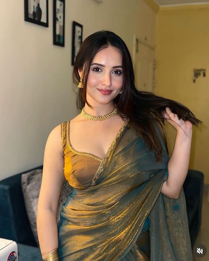 MARGI DESIGNERS Womens New Bollywood Party Fancy Soft Tissue Silk Embelished Lace Work Saree With Blouse | Saree For Womens - Image 2