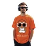 RodZen Oversized | Loose Fit | Half Sleeves Cotton Blend Round Neck T-Shirt for Men