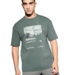 TECHNOSPORT Men Polyester Oversized Graphic Print Short Sleeve Crew Neck T-Shirt with SPF50+, Quick Dry for Running, Gym & Sports